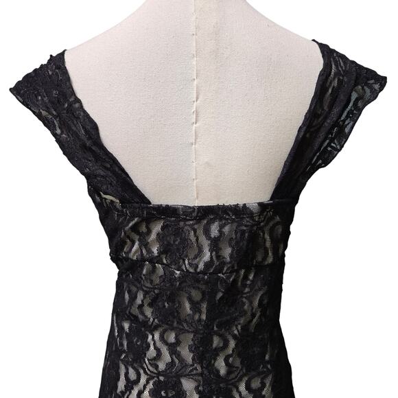 My Michelle Vtg 90s Y2K Fairy Whimsigoth Black Lace Babydoll Hanky Hem Dress L - Picture 7 of 11